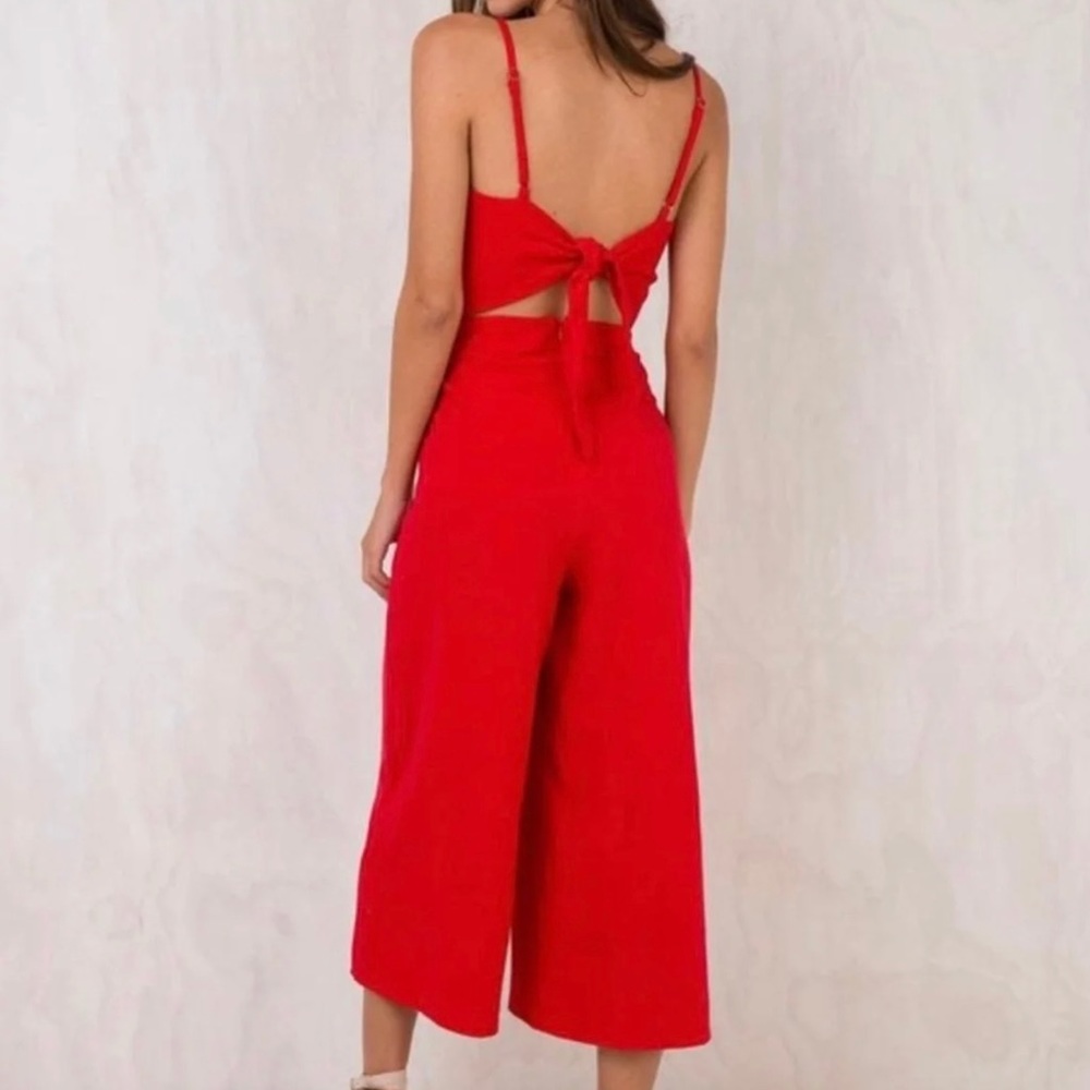 Princess Polly Red Road to Nashville Tie Back Jumpsuit